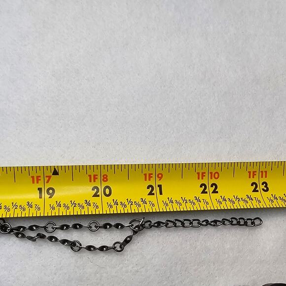 Yellow Statement Necklace Faceted Lemon Drop Dangle Charm Layered Gunmetal Chain - Picture 7 of 7